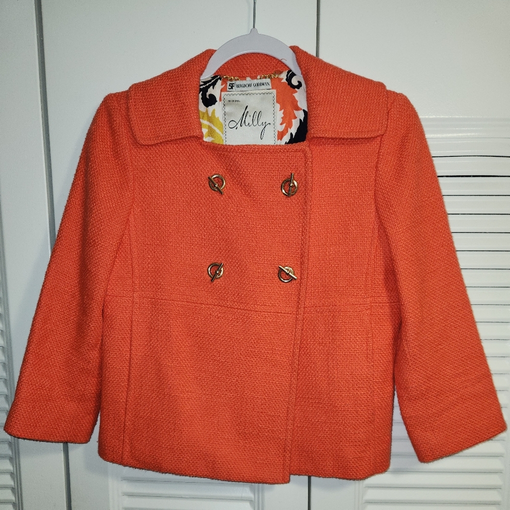 Milly of New York Coral dill lined 3/4 Sleeve Blazer size 0